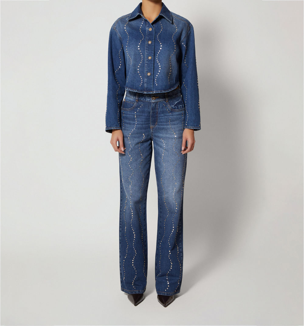 Blusa camisera manga larga cristales