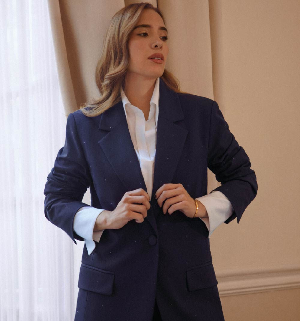 Blazer clasico con apliques hotfix