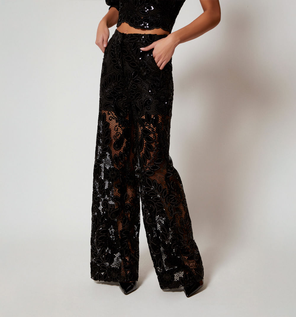 Pantalón de encaje y lentejuelas