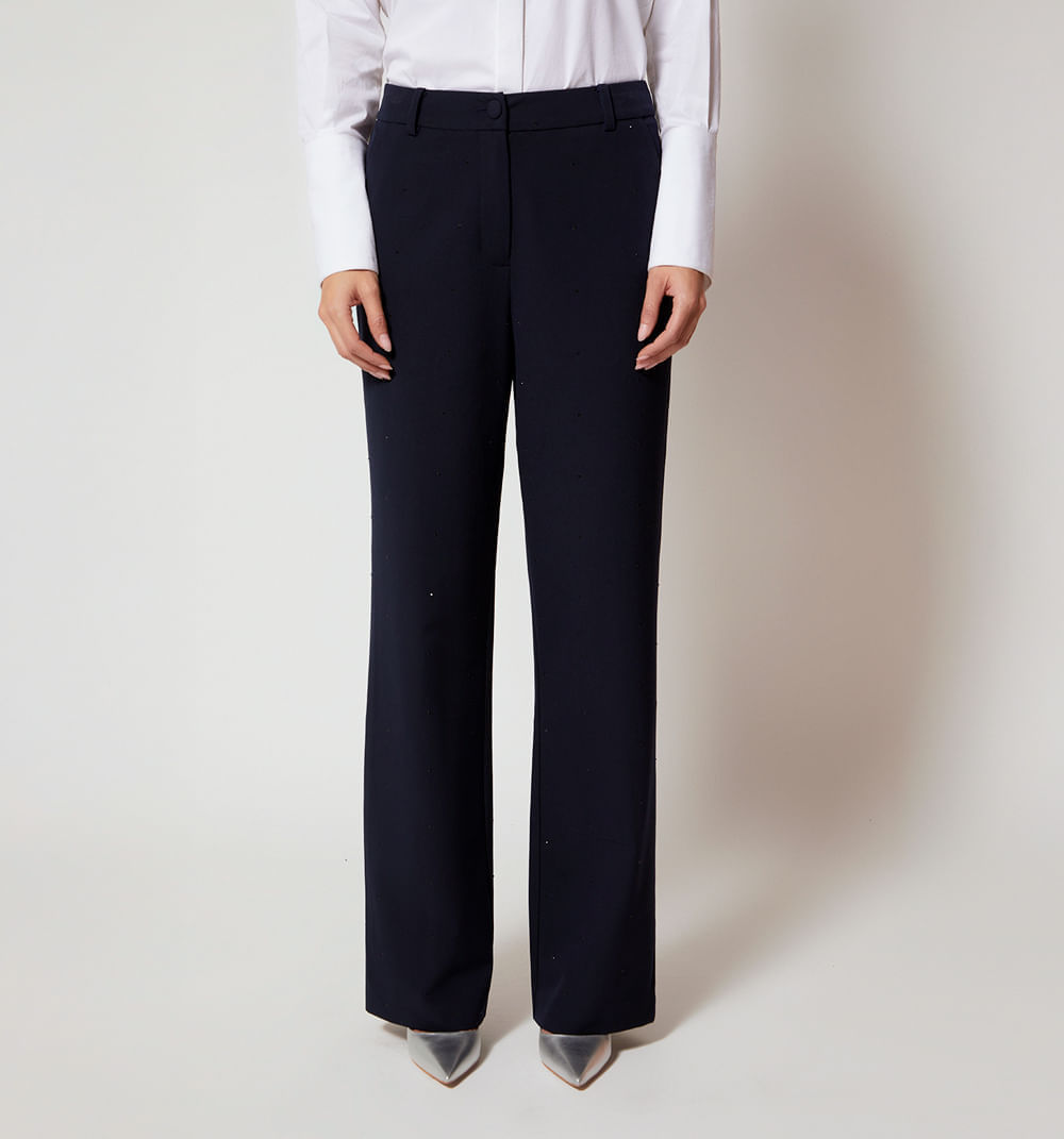 Pantalon recto con apliques hotfix