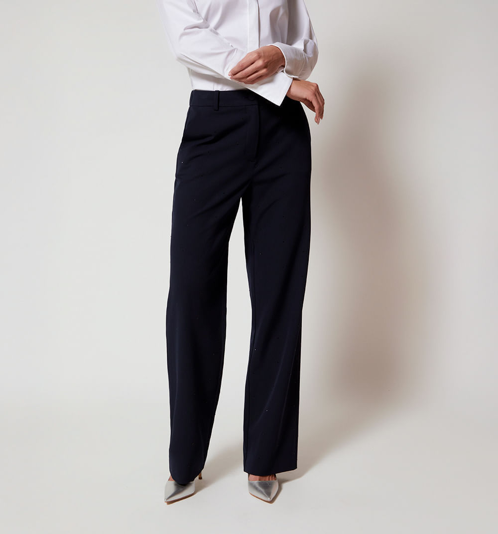 Pantalon recto con apliques hotfix