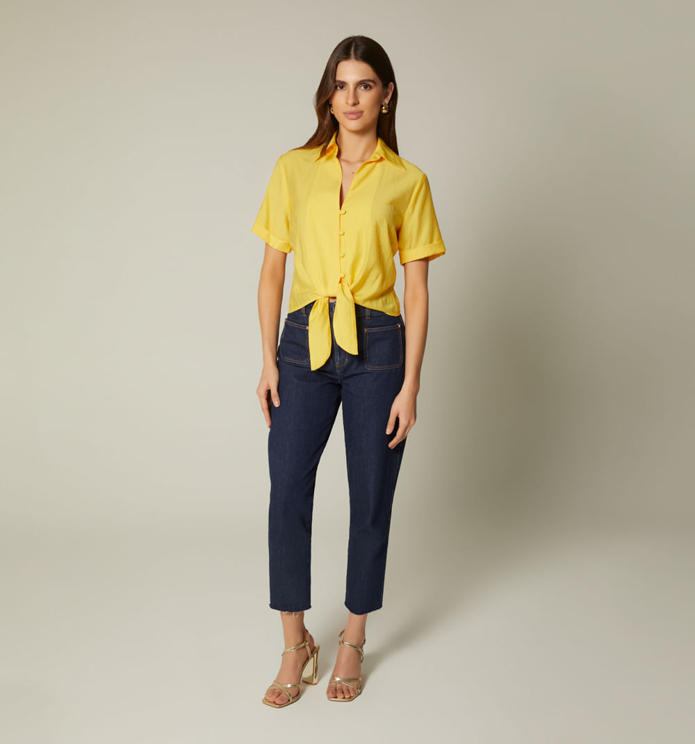 Blusa manga corta con amarre