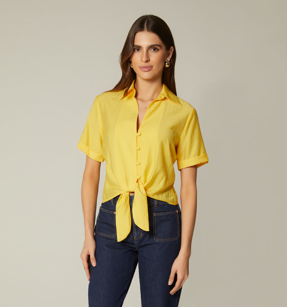 Blusa manga corta con amarre