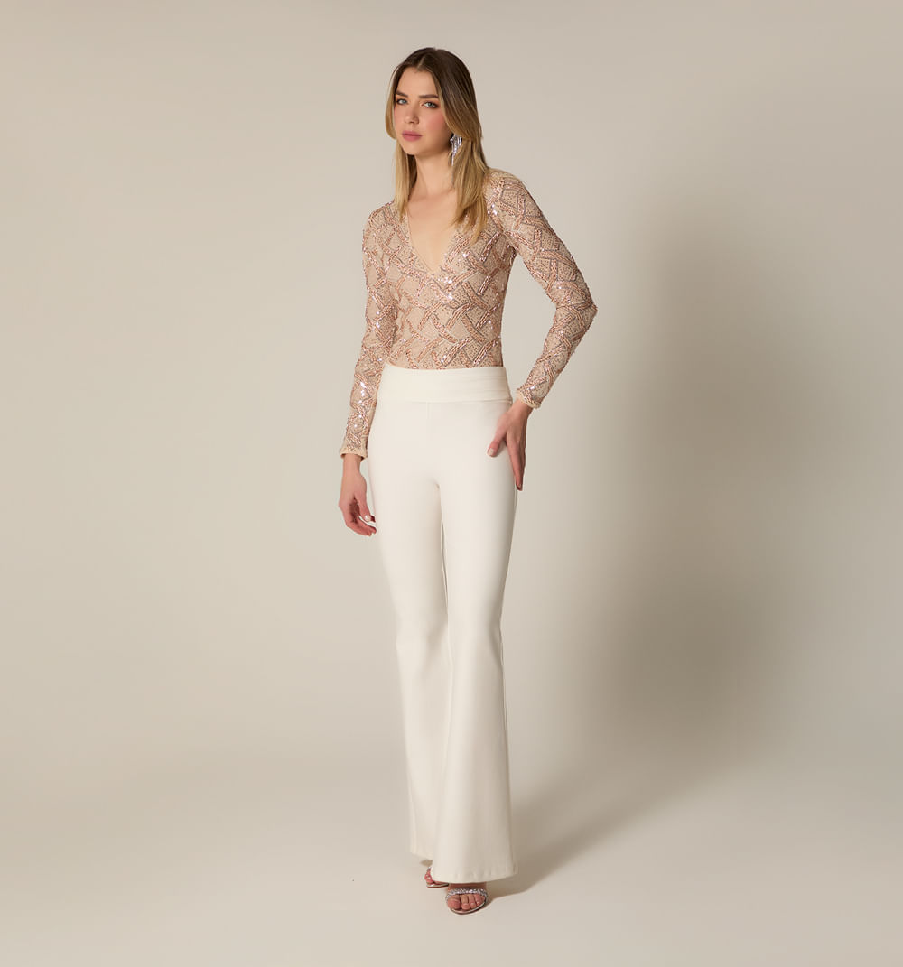 Body manga larga lentejuela