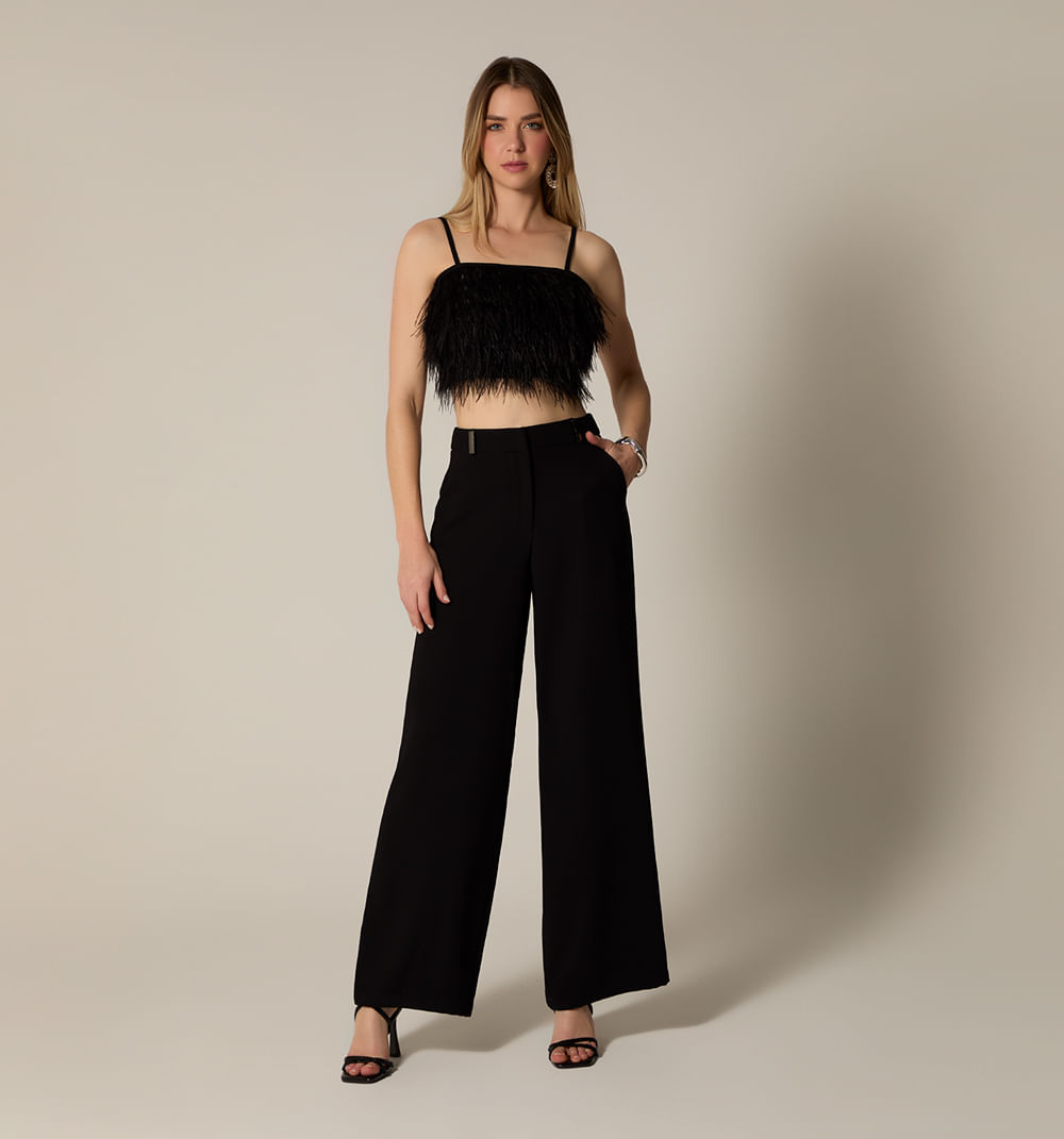 Blusa tiras con plumas