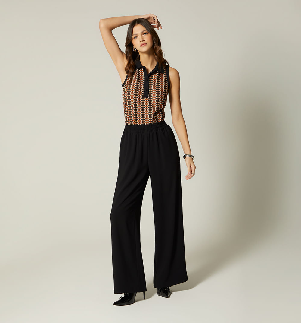 Blusa tipo polo cuello y sisa tejido