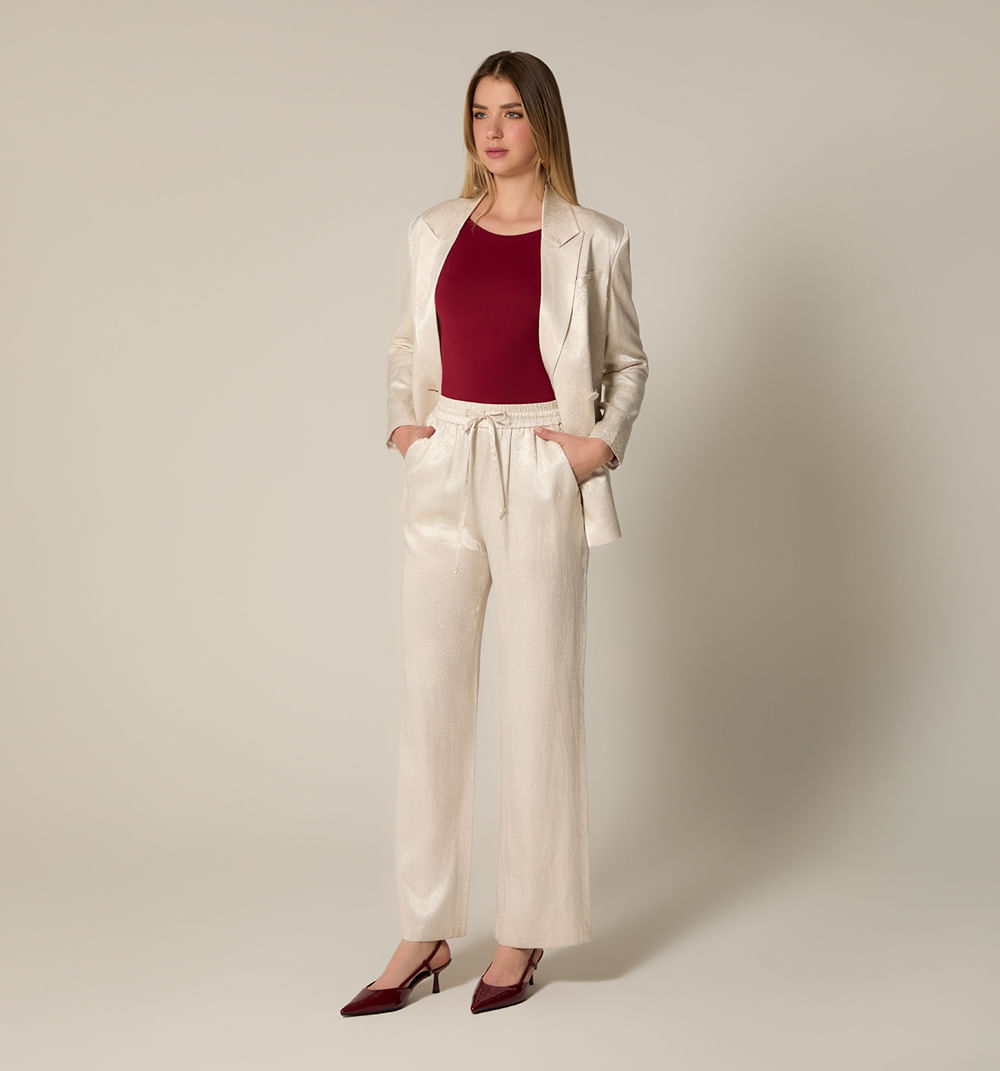 Pantalon recto efecto jacquard