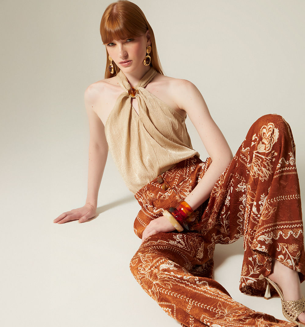 Pantalon palazzo pretina ancha