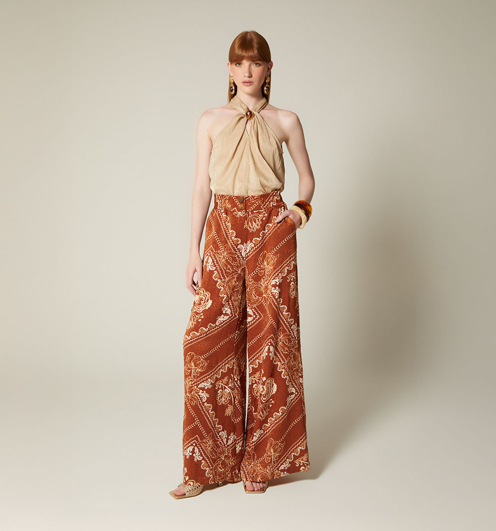 Pantalon palazzo pretina ancha