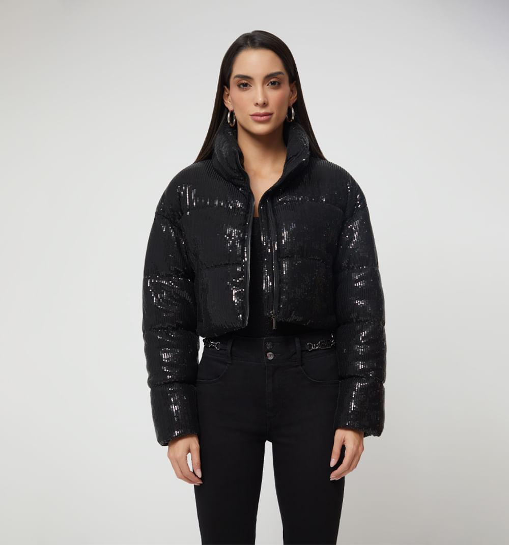 Chaqueta acolchada animal lentejuelas