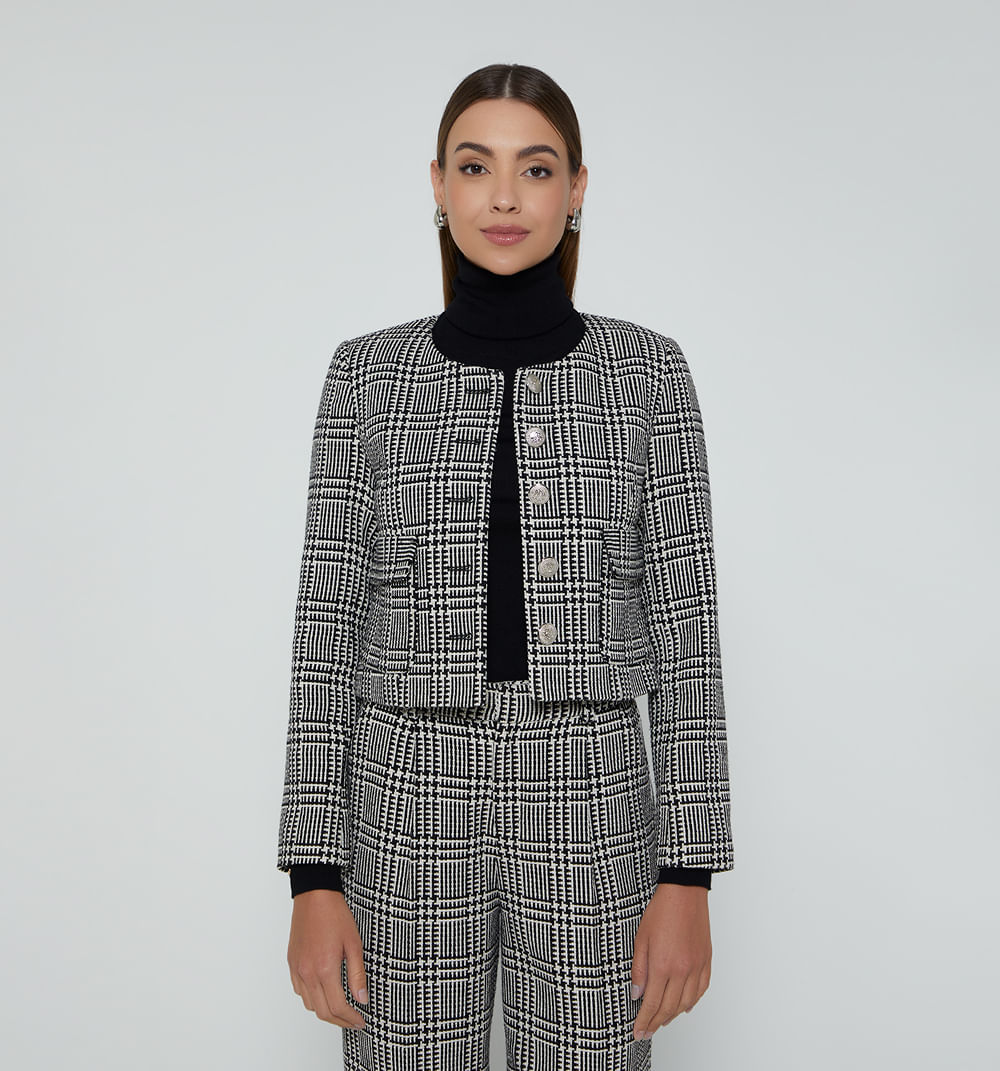 Chaqueta cuello mao bolsillos frontales