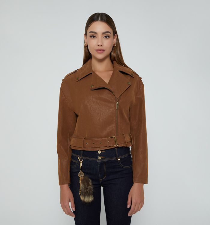 Chaqueta biker con cinturon