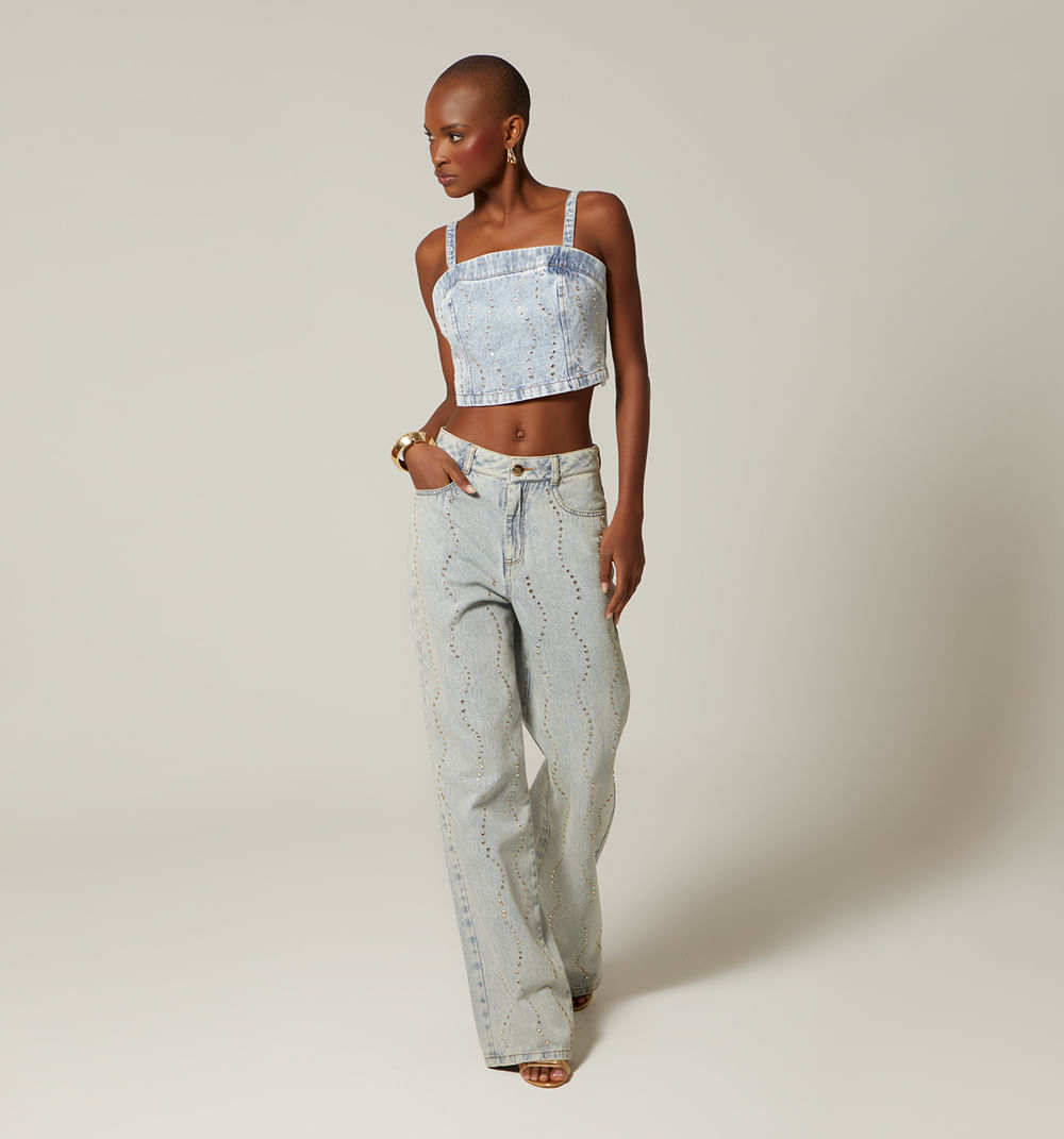 Blusa de tiras con cristales