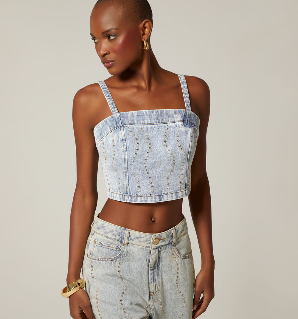 Blusa de tiras con cristales