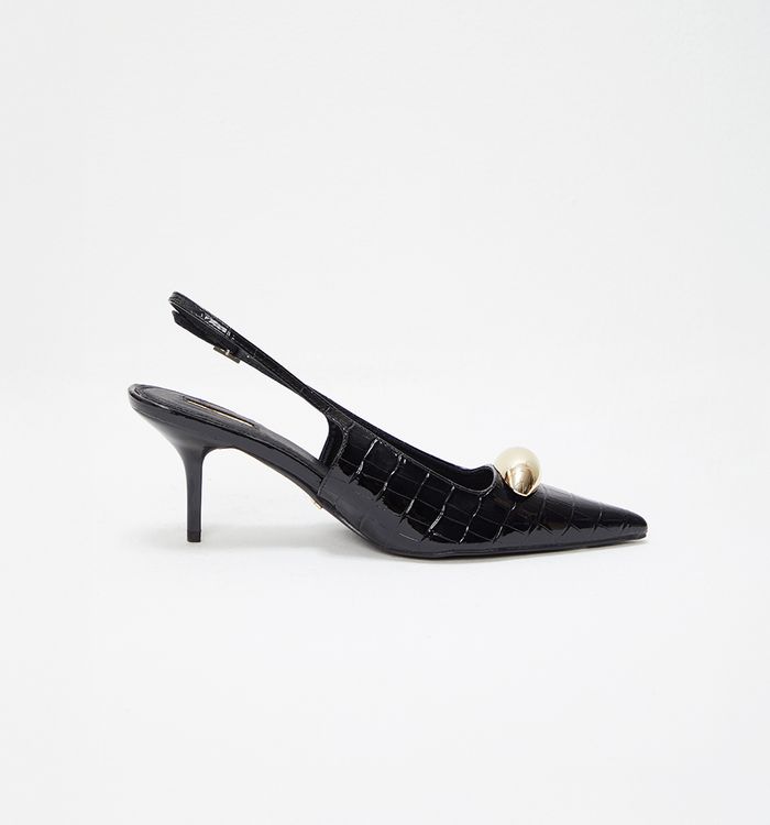Zapato cerrado croco con aplique