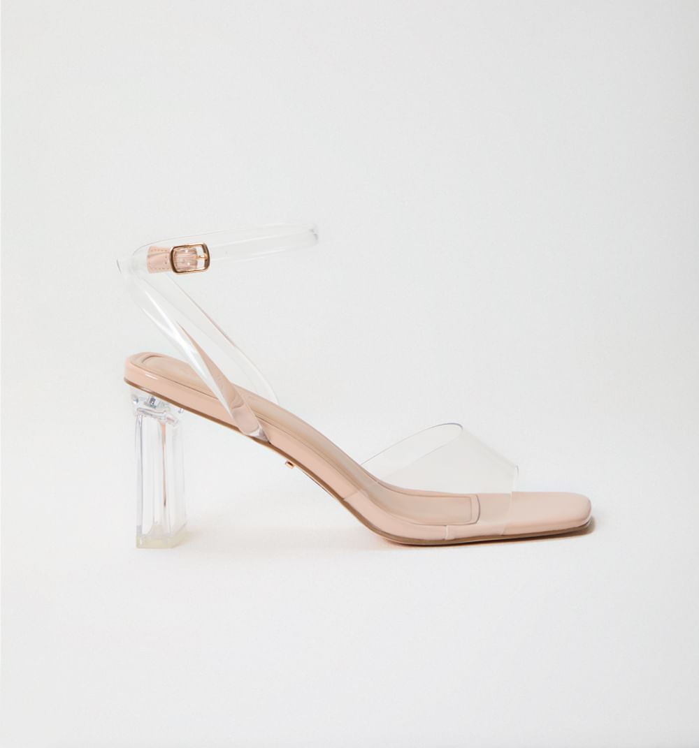 Sandalia tacon vinilo