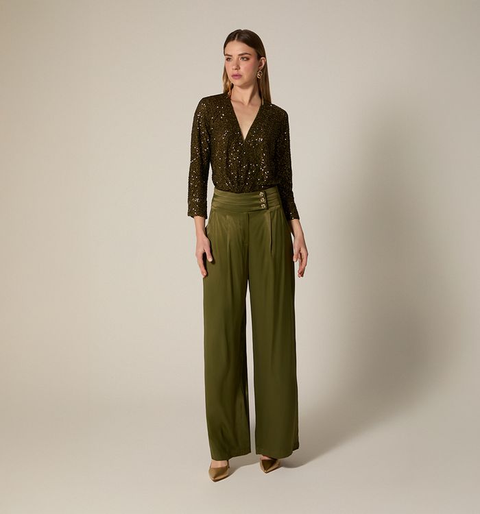 Pantalon palazo tiro alto pretina ancha