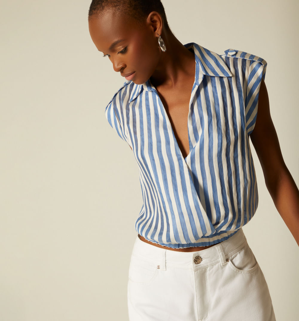 Blusa manga sisa frente cruzado