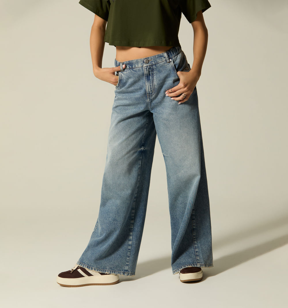 Jean palazo tiro alto con elastico