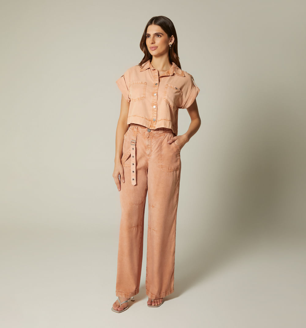 Blusa manga sisa con charreteras