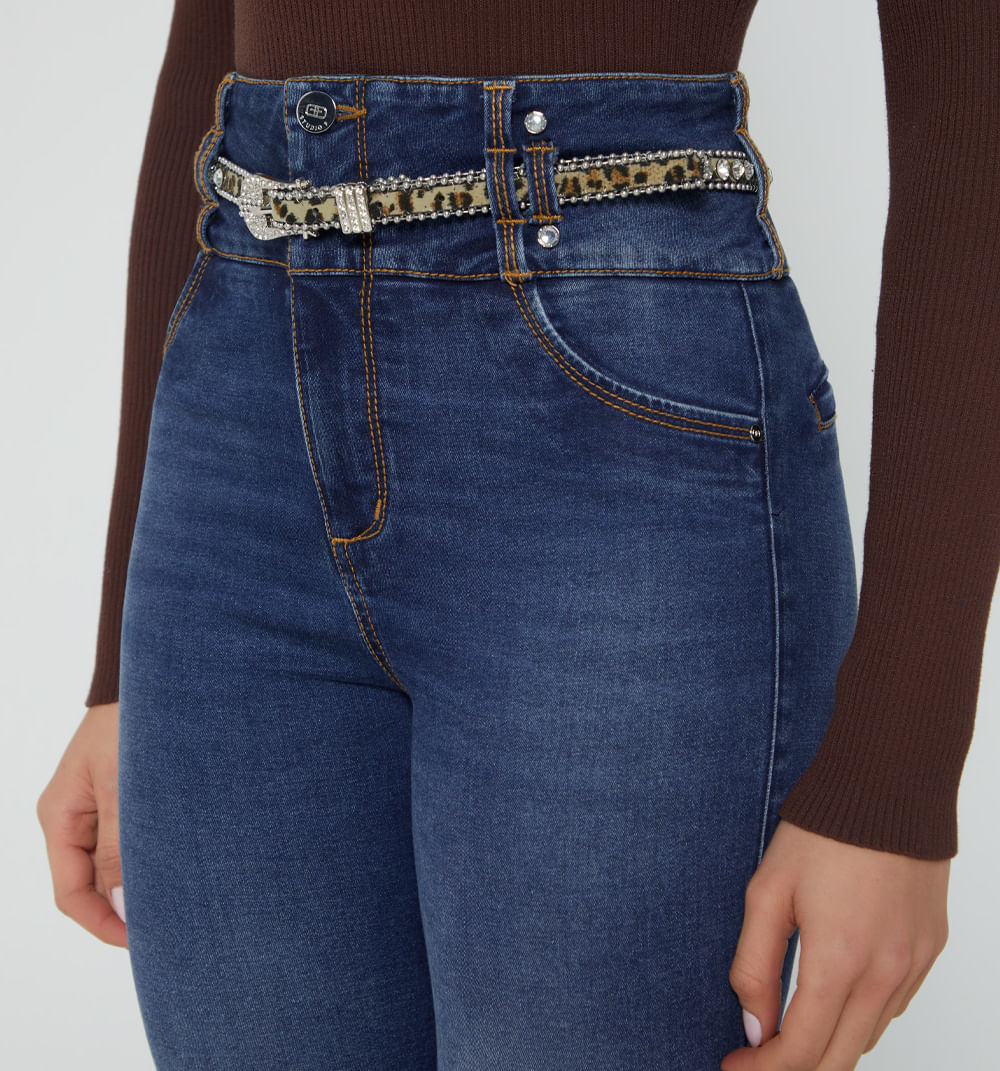 Jean ultraslim tiro super alto correa