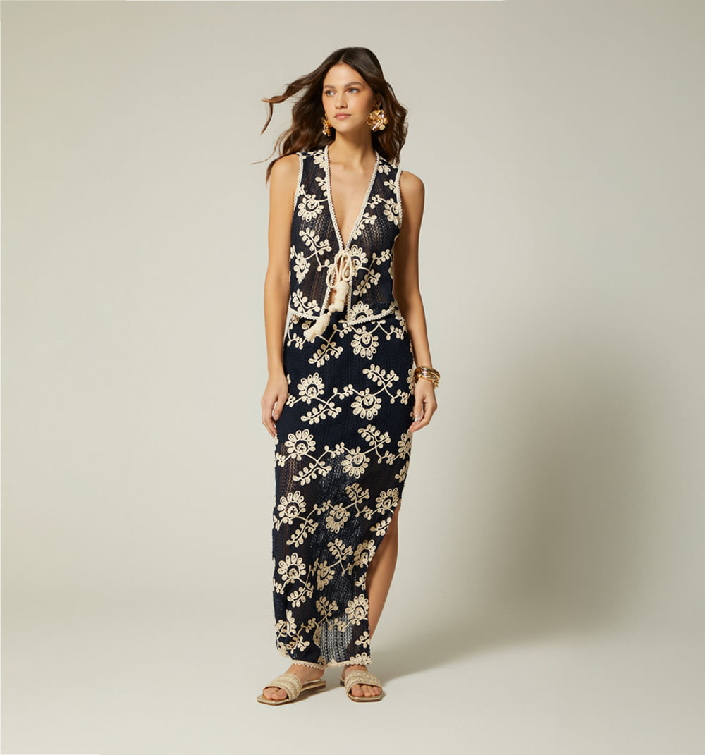 Chaleco con encaje tira de anudar