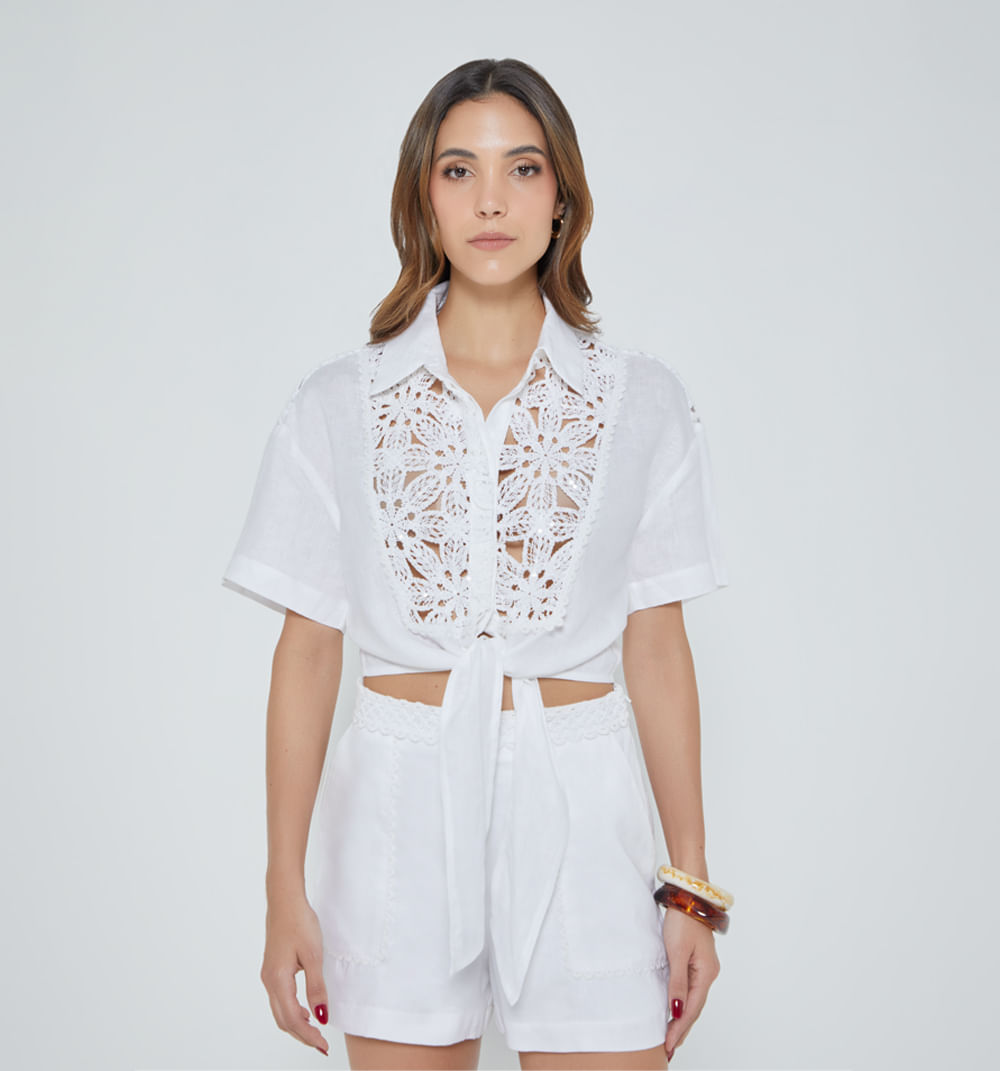 Blusa manga corta con anudado