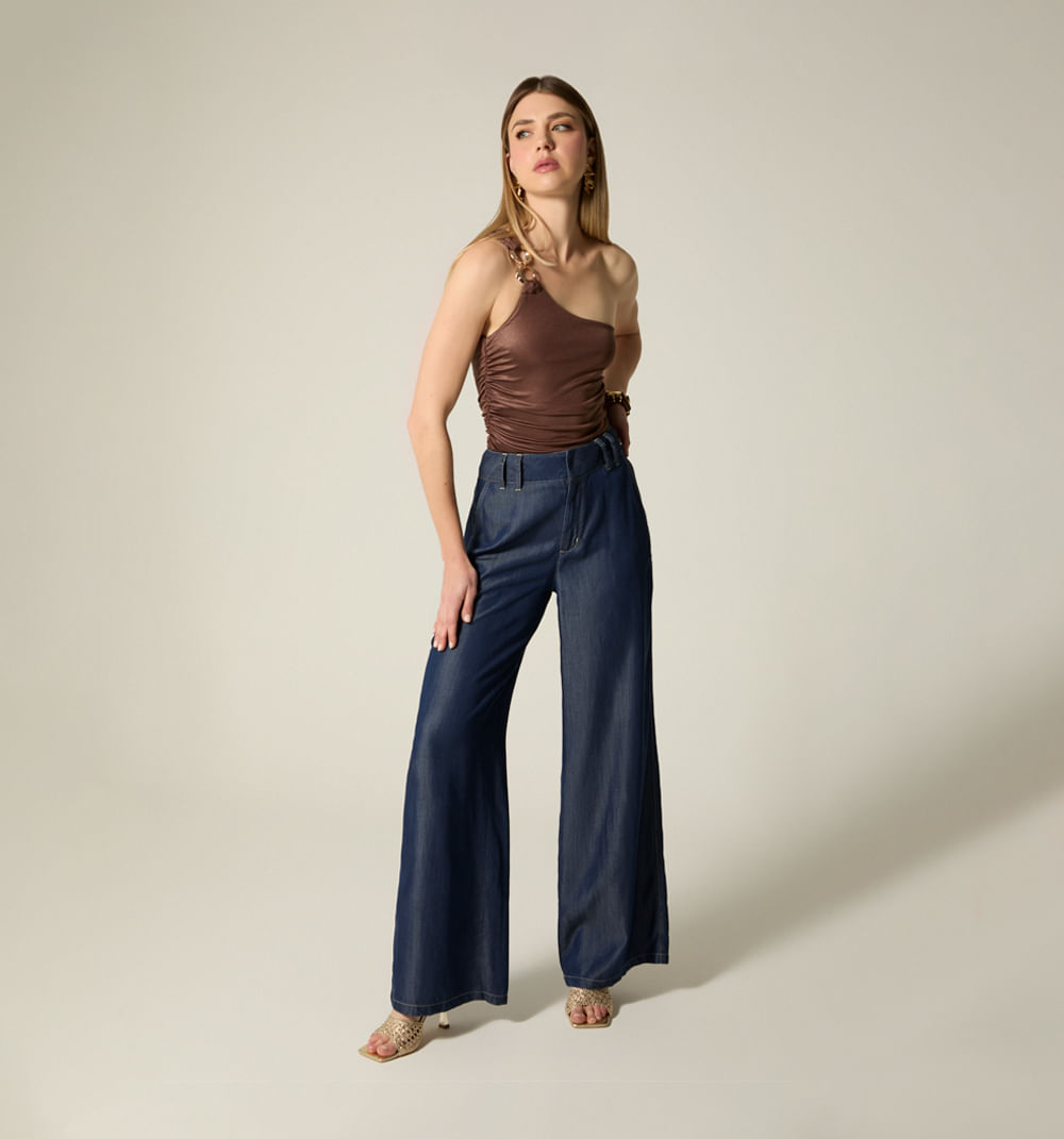 Jean palazo tiro alto  con correa