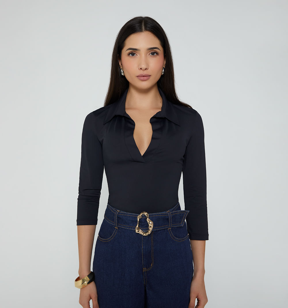 Body manga 3/4 con cuello