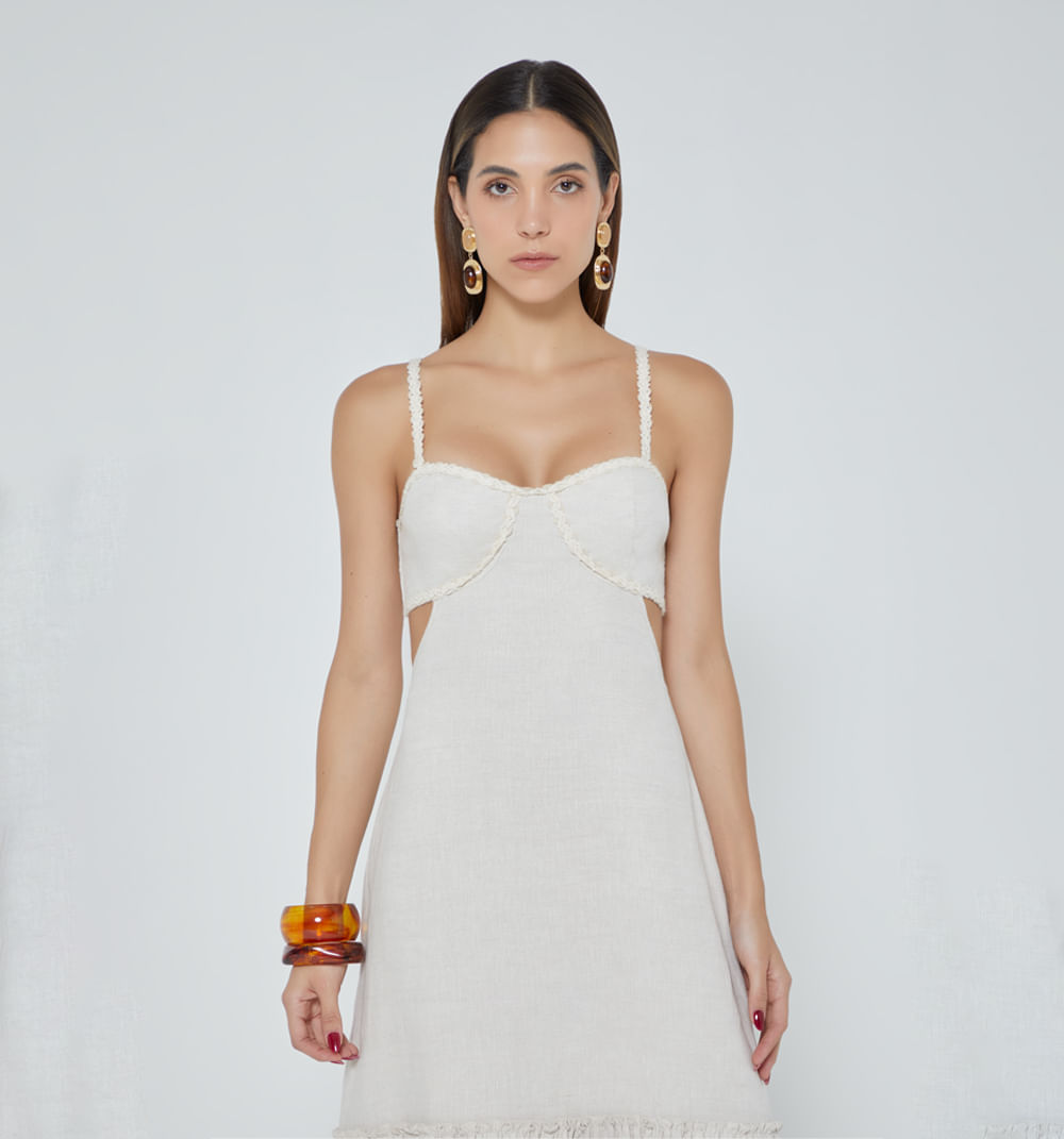 Vestido largo tiras espalda enresortada