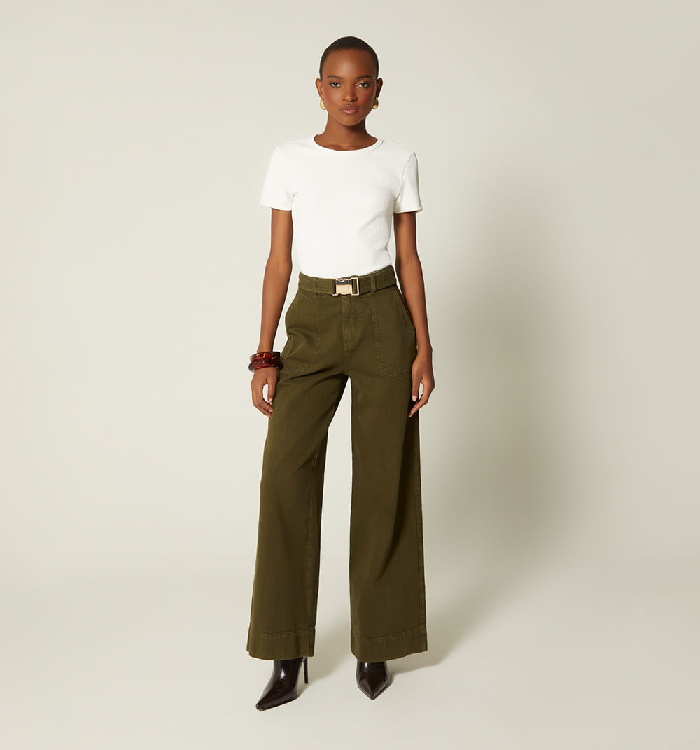 Jean palazo tiro alto cinturon costuras