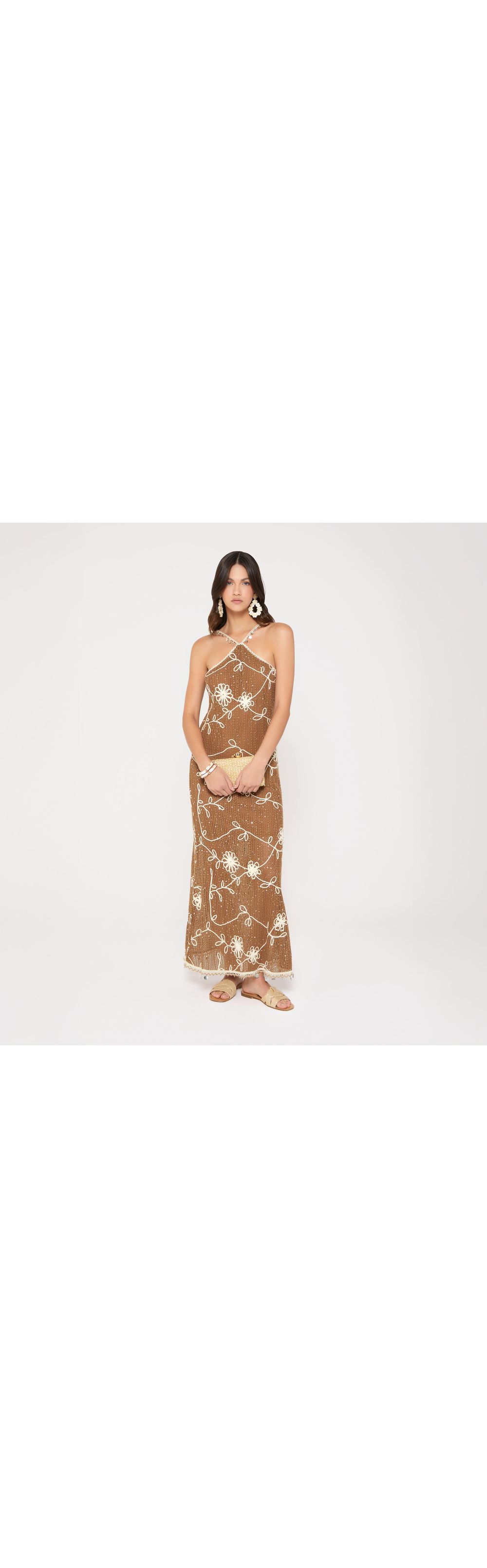 Vestido largo de tiras con insumos