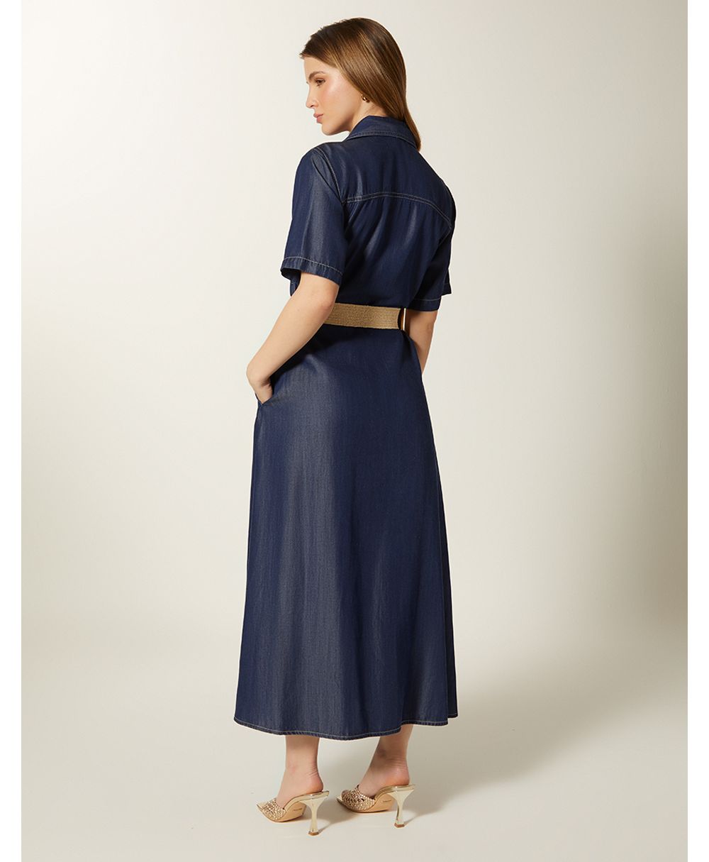 Vestido camisero midi manga corta