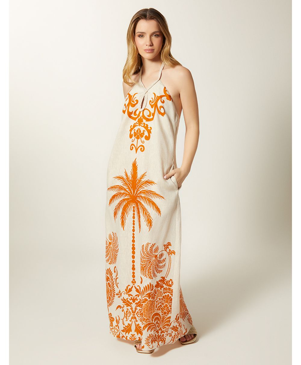 Vestido largo con amarre