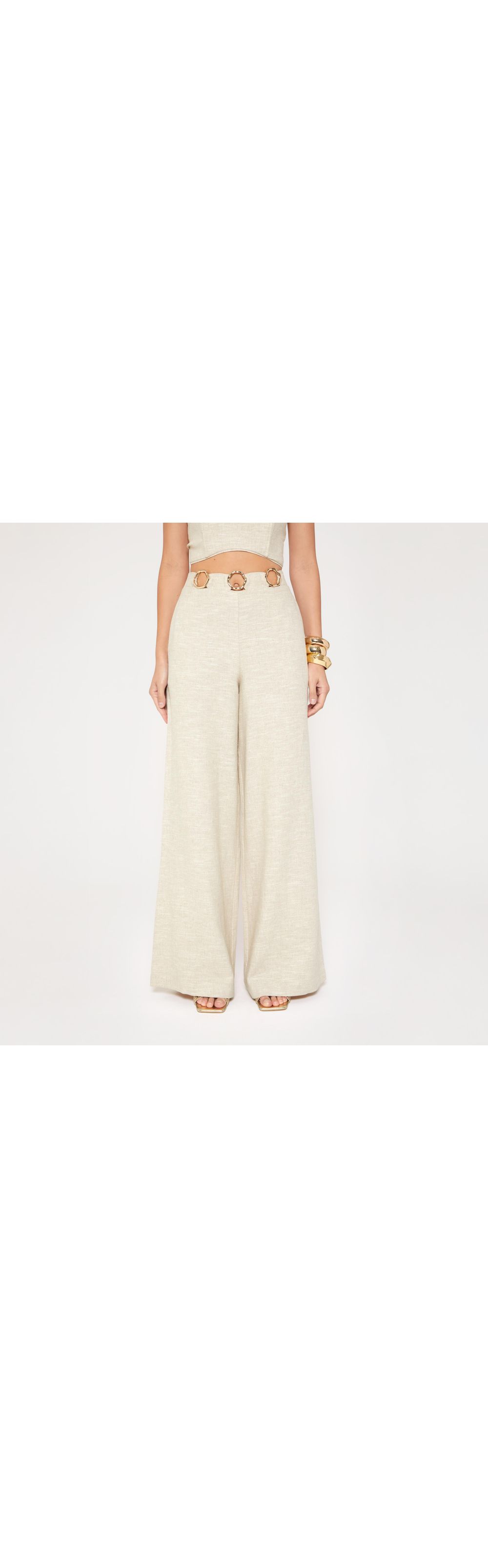 Pantalón palazzo con herrajes en pretina