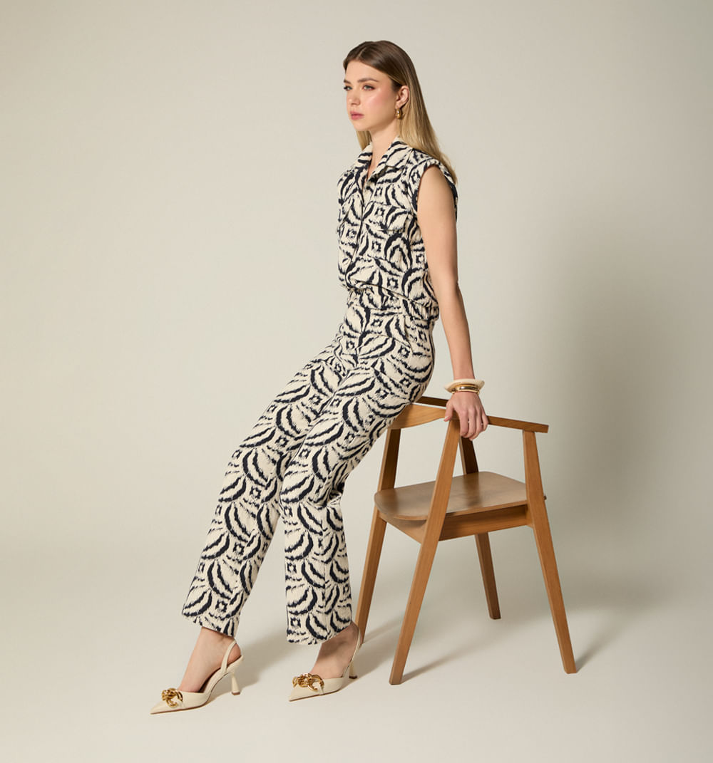 Pantalon tiro alto recto