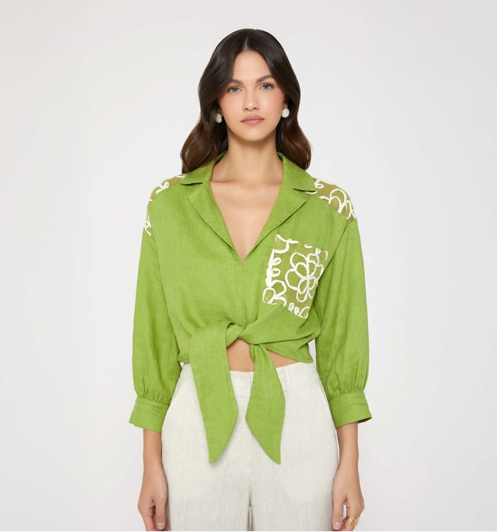 Blusa manga 3/4 con amarre