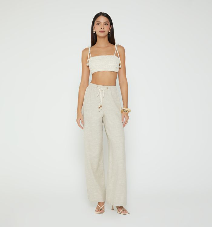 Pantalon palazzo con insumo