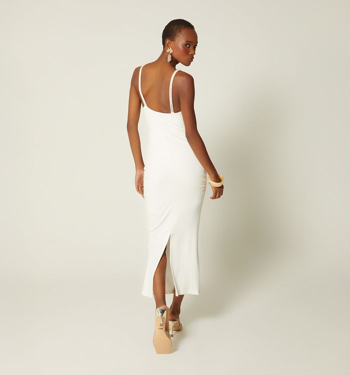 Vestido midi de tiras con herraje