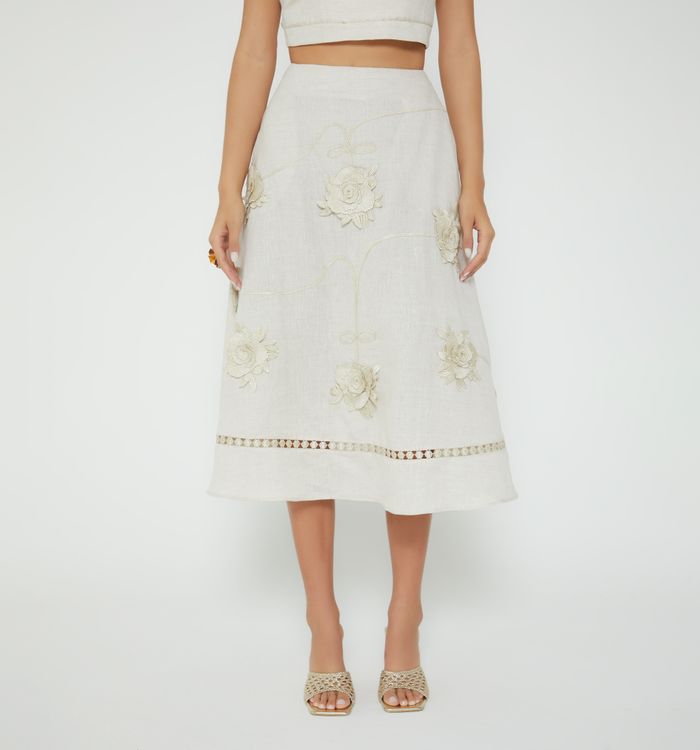 Falda midi flores