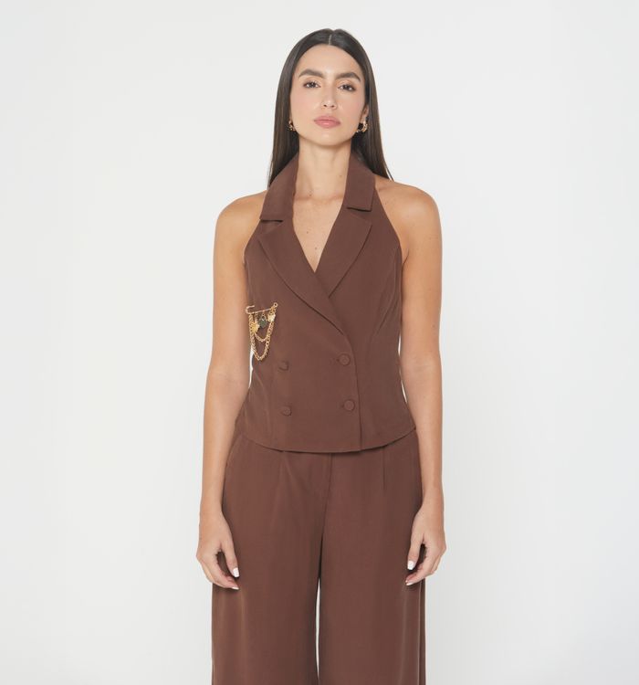 Chaleco corto cuello halter