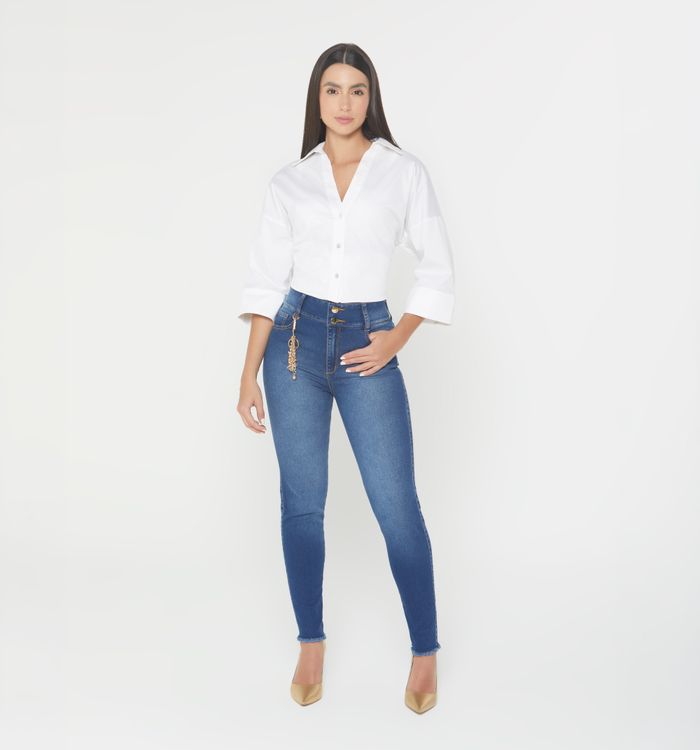 Jean  skinny tiro medio con borla
