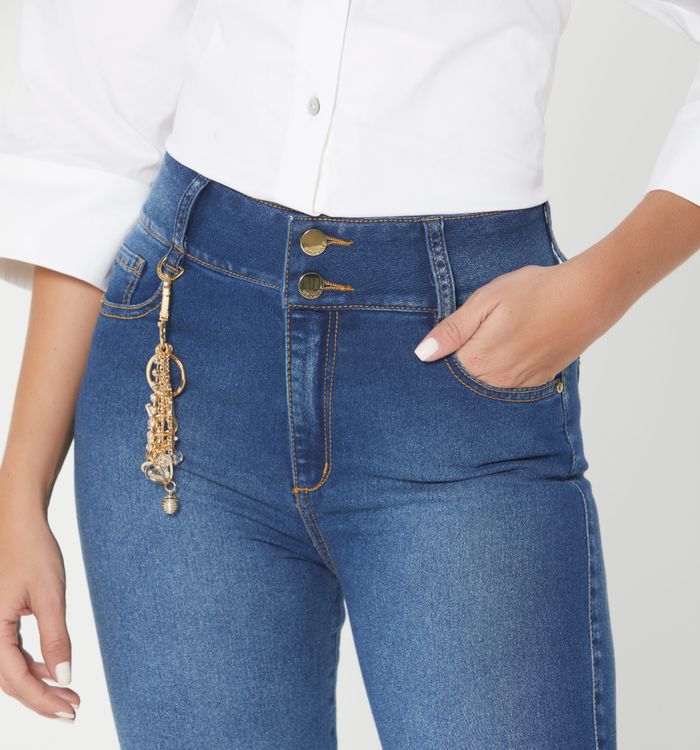 Jean  skinny tiro medio con borla