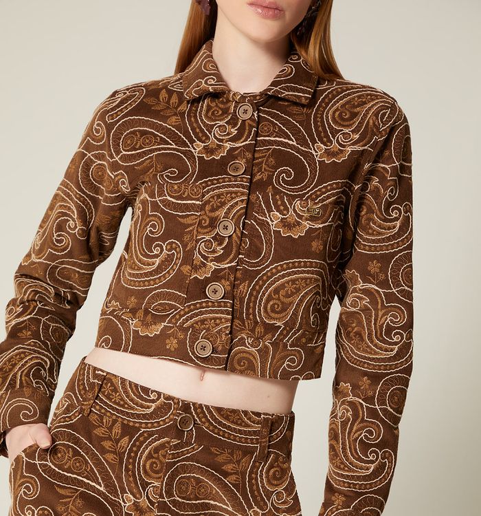 Chaqueta corta en jacquard corduroy