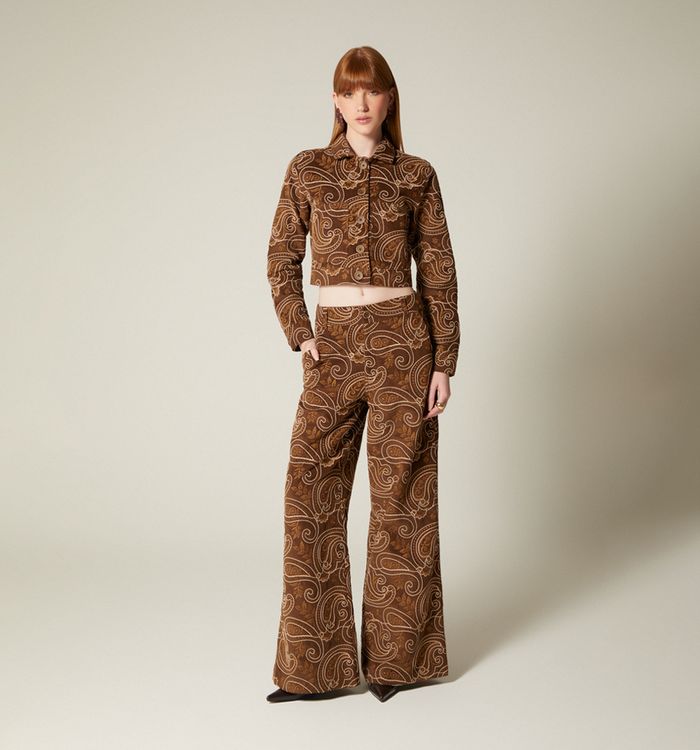 Jean palazo tiro alto en jacquard