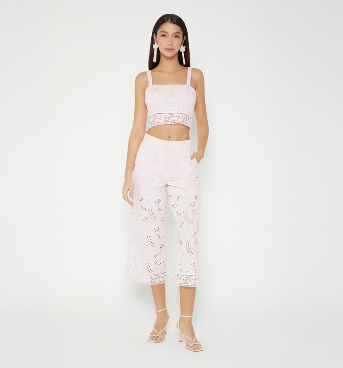 Blusa crop con encaje