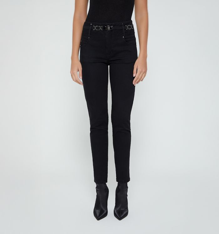 Jeans ultraslim super alto correa