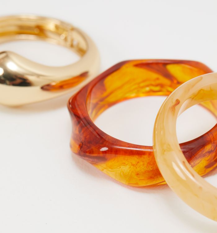 Brazalete resina y metal set x3