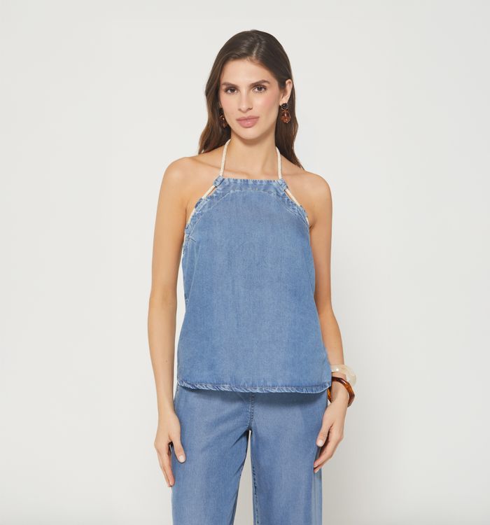 Blusa halter tira de cordon