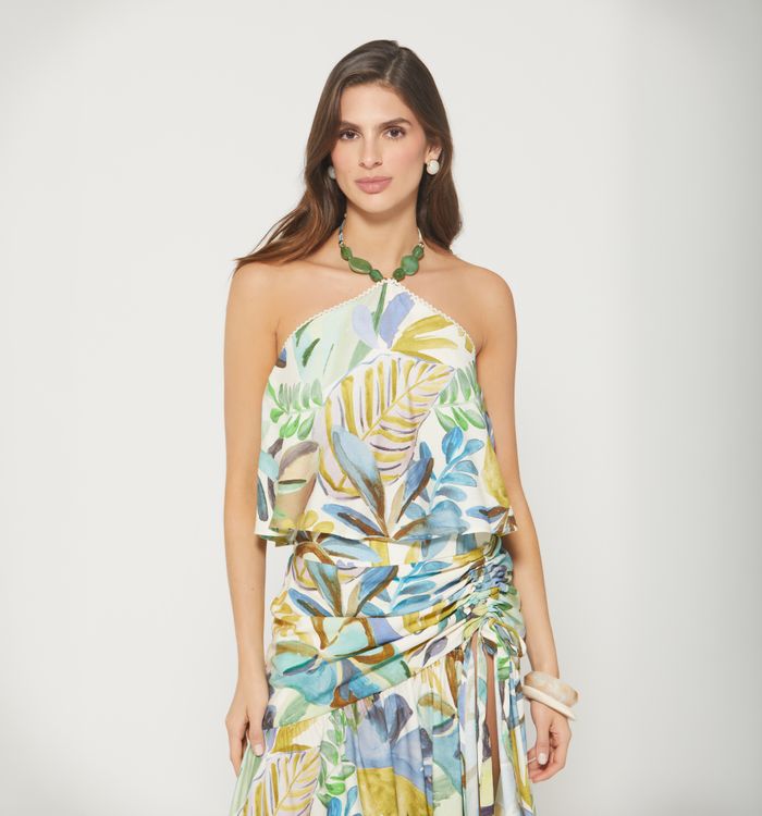 Blusa halter con herrajes